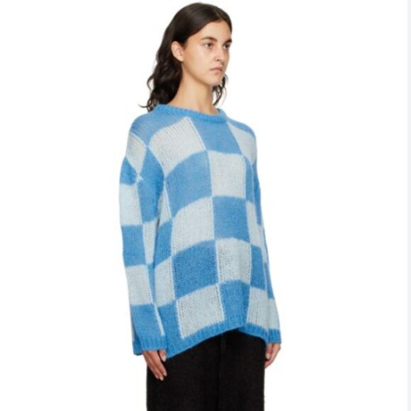 SSENSE Checker Board Blue Sweater Size Extra Large - Picture 3 of 17